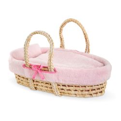 JC25 COROLLE ACCESSOIRES 36-42 CM - PANIER TRESSÉ - PELUCHE ROSE